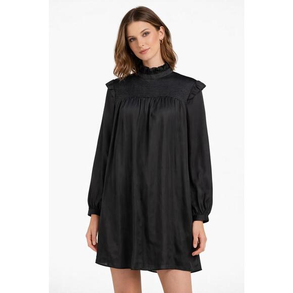 The Kooples Dresses & Skirts - The Kooples Black Smocked High Neck Mini Dress Long Sleeve US Small NWT